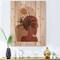 Designart - Abstract Tropical Palm Leaf & Pretty Girl Portrait - Modern Print on Natural Pine Wood